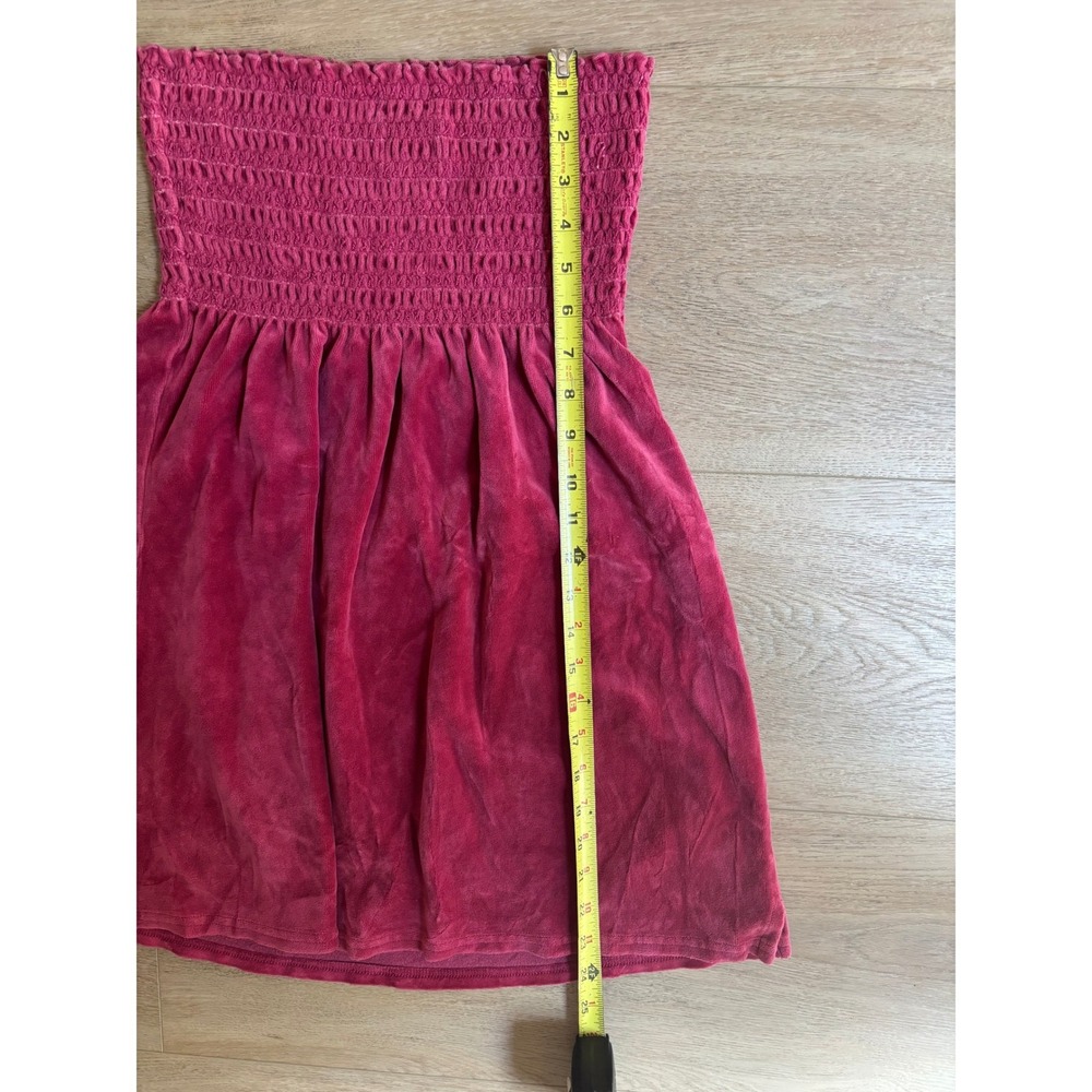 Vtg. Juicy Couture Burgundy Pink Velour Strapless Mini Dress Womens Medium Y2K - Picture 6 of 10